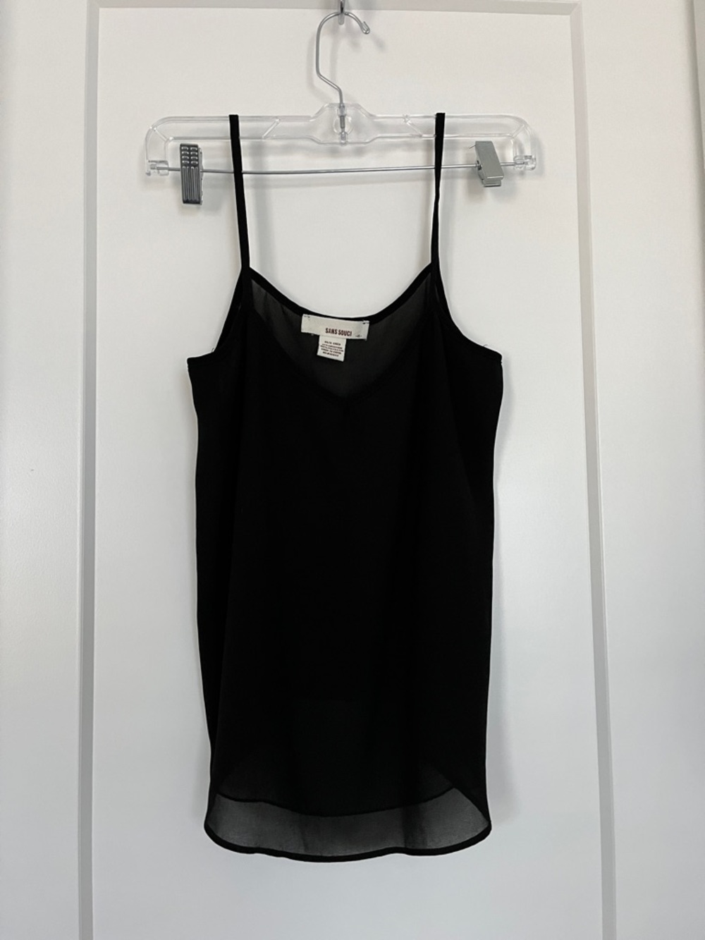 Sans Souci Black Sheer Spaghetti Strap Camisole